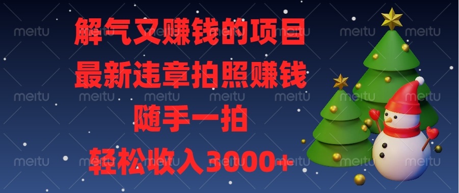 解气又赚钱的项目，最新违章拍照赚钱，随手一拍，轻松收入3000+-蜗牛项目网