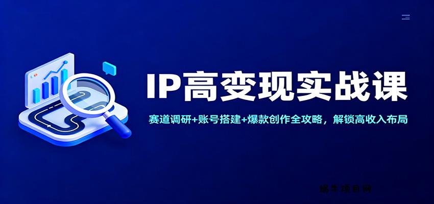 IP高变现实战课:赛道调研+账号搭建+爆款创作全攻略,解锁高收入布局-蜗牛项目网