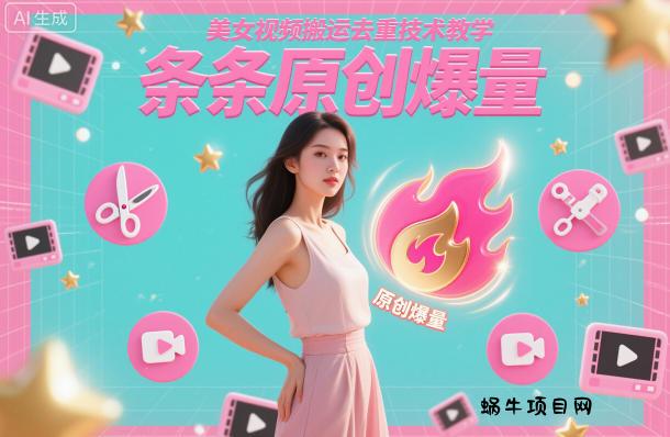 美女视频搬运去重技术教学,条条原创爆量-蜗牛项目网