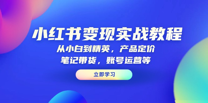 小红书变现实战教程：从小白到精英，产品定价，笔记带货，账号运营等-蜗牛项目网