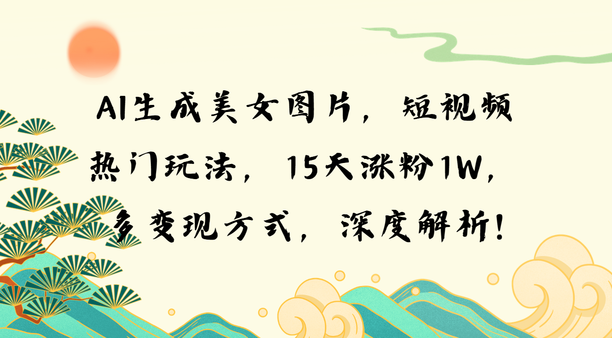 AI生成美女图片，短视频热门玩法，15天涨粉1W，多变现方式，深度解析!-蜗牛项目网