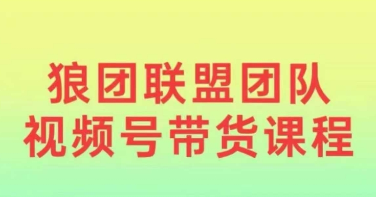 狼团联盟2024视频号带货，0基础小白快速入局视频号-蜗牛项目网