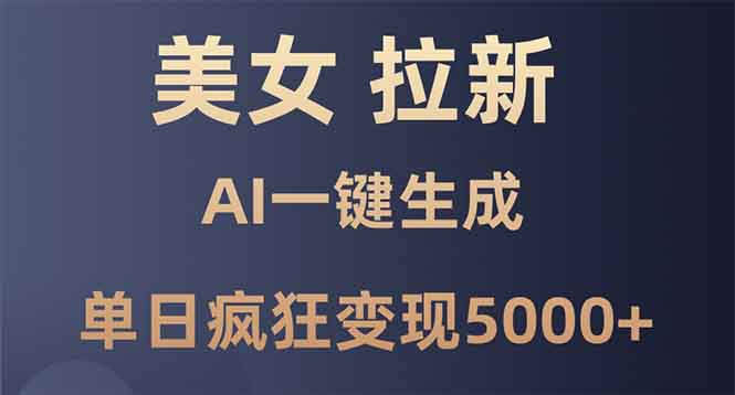 美女暴力拉新，通过AI一键生成，单日疯狂变现5000+，纯小白一学就会！-蜗牛项目网