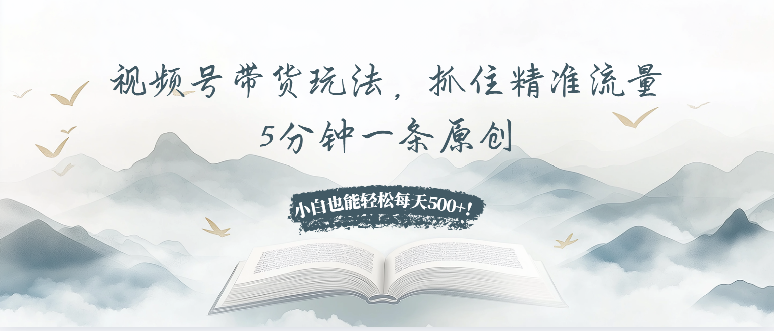 视频号带货玩法，抓住精准流量，5分钟一条原创，小白也能轻松每天500+！-蜗牛项目网