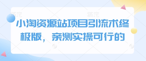 小淘资源站项目引流术终极版，亲测实操可行的-蜗牛项目网