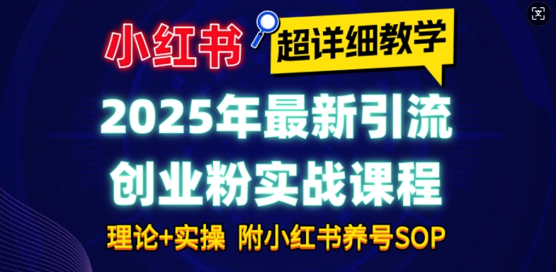 2025年最新小红书引流创业粉实战课程【超详细教学】小白轻松上手，月入1W+，附小红书养号SOP-蜗牛项目网