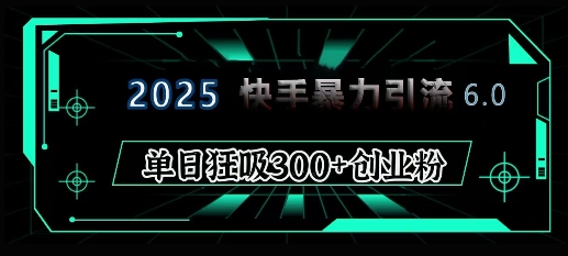 2025年快手6.0保姆级教程震撼来袭，单日狂吸300+精准创业粉-蜗牛项目网