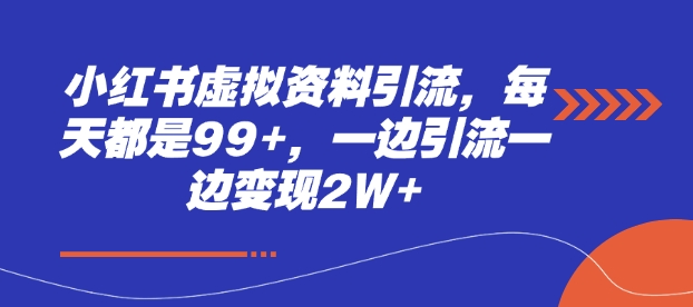 小红书虚拟资料引流，每天都是99+，一边引流一边变现2W+-蜗牛项目网