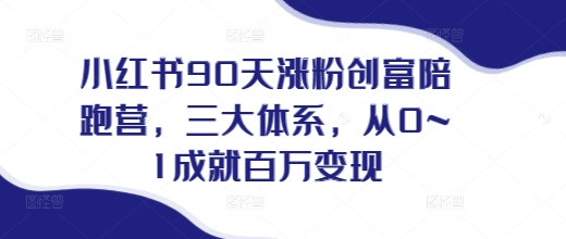 小红书90天涨粉创富陪跑营，​三大体系，从0~1成就百万变现，做小红书的最后一站-蜗牛项目网