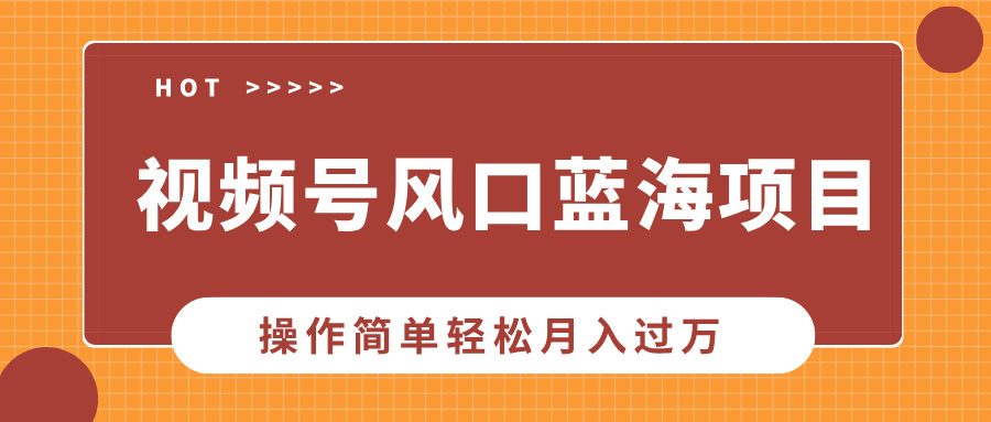 视频号风口蓝海项目，中老年人的流量密码，操作简单轻松月入过万-蜗牛项目网