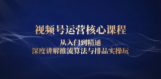 视频号运营核心课程，从入门到精通，深度讲解推流算法与排品实操玩-蜗牛项目网