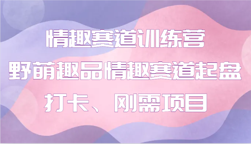 情趣赛道训练营 野萌趣品情趣赛道起盘打卡、刚需项目-蜗牛项目网