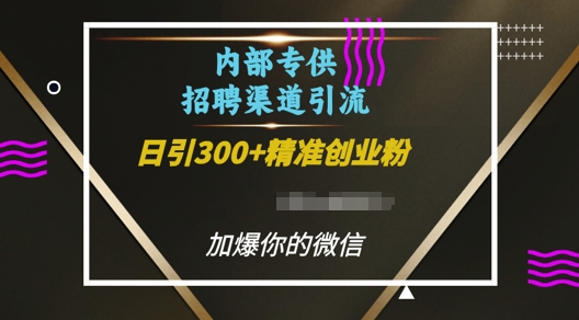 内部招聘渠道日引流300+创业粉，加爆你的微信【揭秘】-蜗牛项目网